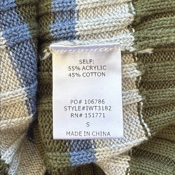 Le Lis green blue stripe stretch ribbed knit cropped long sleeve sweater small - Picture 13 of 14